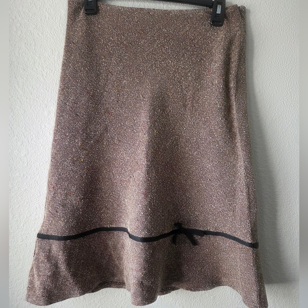 Sangria Brown Twill Fluted Skirt Size 6 Academia Y2K